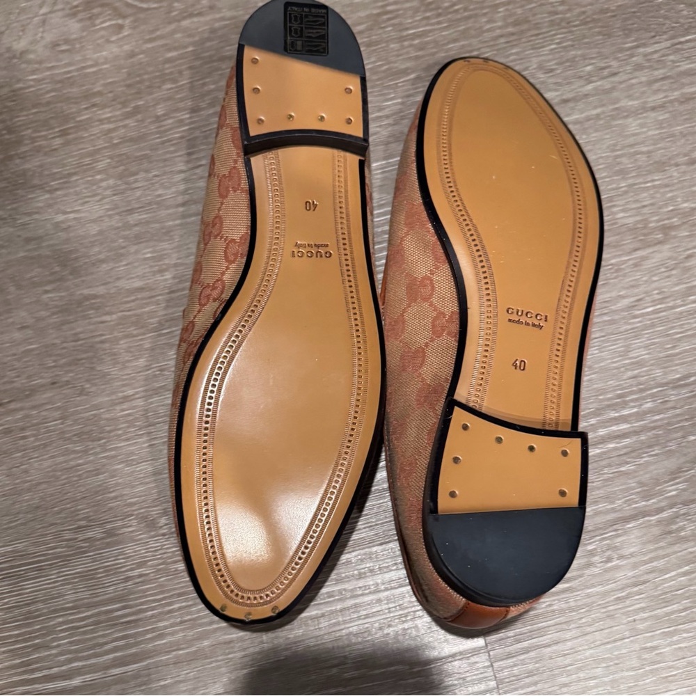 Authentic Gucci Women's Beige/Tan GG Canvas Horsebit Loafers Sz 40 NEW - Picture 3 of 5